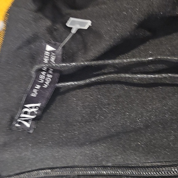 Zara Polka Dot Puff Sleeve Ruched Dress Black White Dots Sz M NWT MSRP $69 - Picture 11 of 13